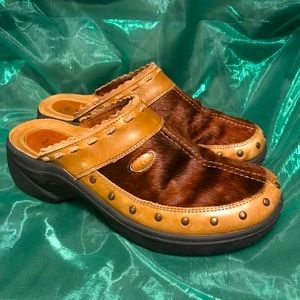 Calf hair & leather clogs Romika